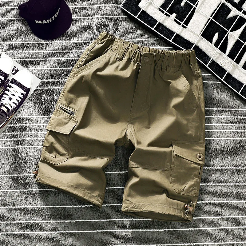 Men's Short Pants Half Summer Overalls Cotton Comfortable Casual Sweatpants Loose Waist Trendy Relaxed Fit Cargo Tactical Shorts