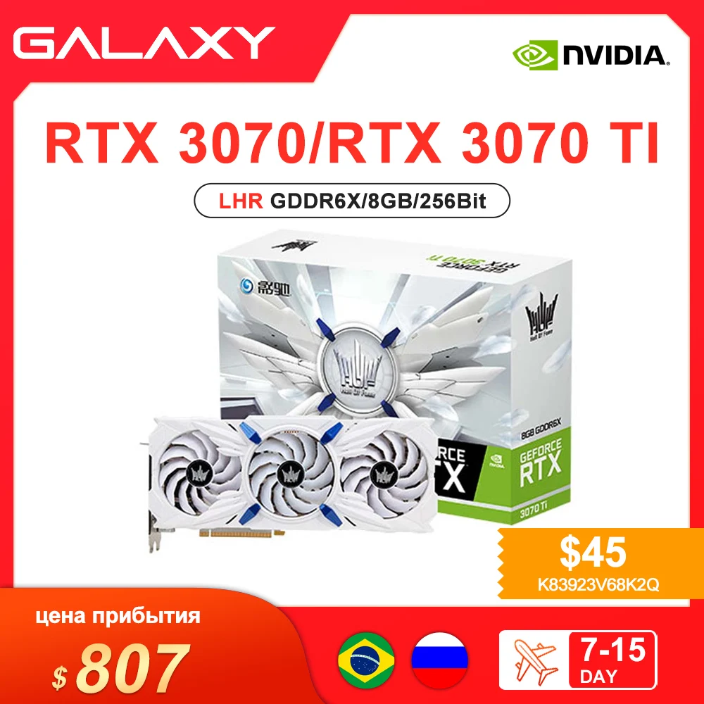 Игровая видеокарта GALAXY New RTX3070TI 8G LHR NVIDIA GDDR6X видеокарты RTX 3070Ti 256bit PCI Express 4 0 16X |