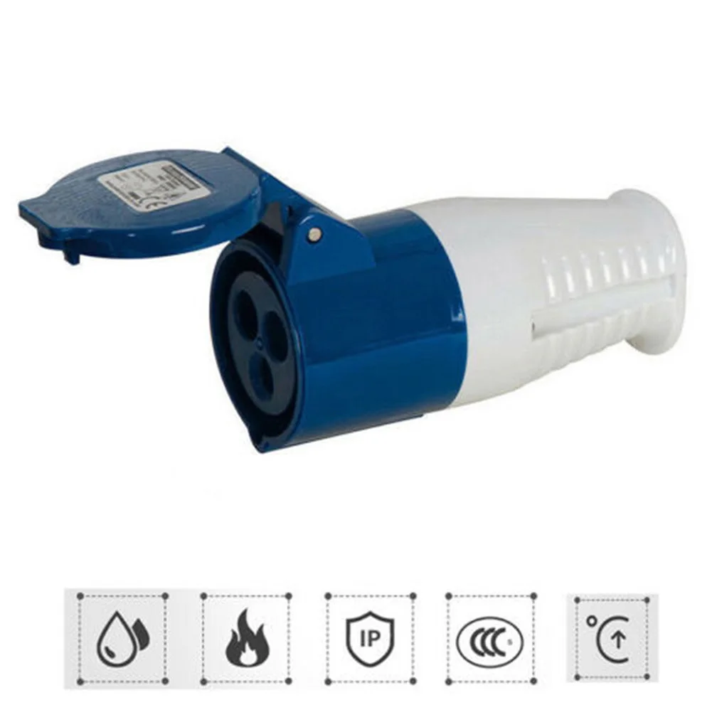 

240v 16A Electrical Plug Socket 3 Pins Connection Socket Adapter Industrial Power Outdoor Socket IP44 Waterproof