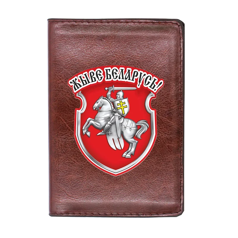 Vintage Brown Knights Templar Design Passport Cover Leather Slim ID Card Holder Pocket Wallet Case Travel Accessories Gifts