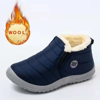 winter new women boots waterproof snow shoes female ultralight slip on flat wool ankle boots for women couple shoes plus size 47