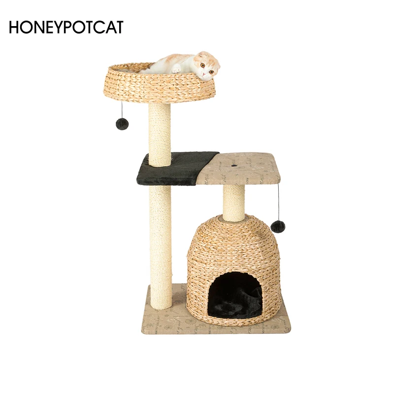 

honeypotcat cat climbing frame cat tree Cat nest solid wood cattail #160003