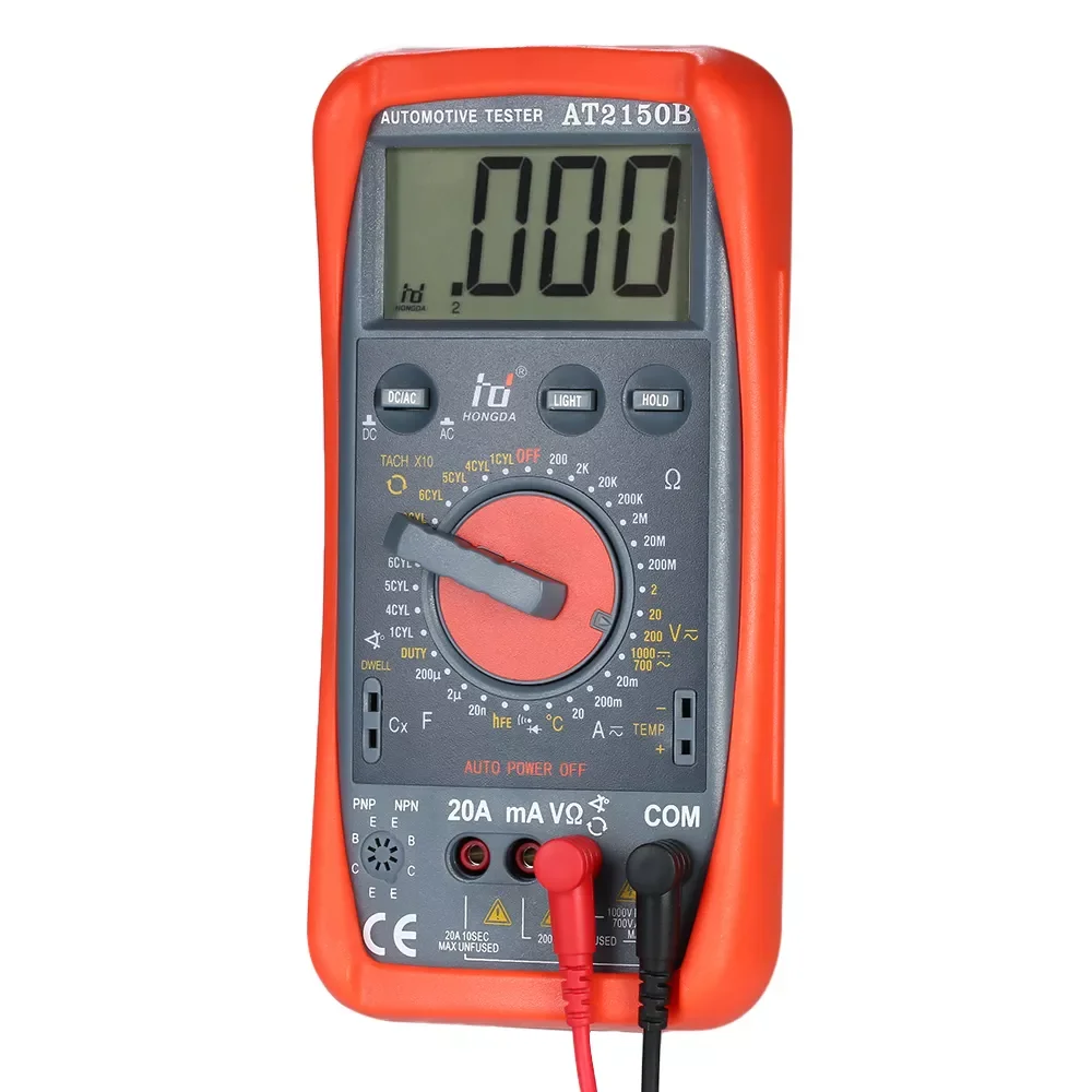 

Automotive Meter Tester Digital Multimeter Tachometer Cap Temp Tester Sensor w/ LCD Backlight 9V/6F22 battery Not Include