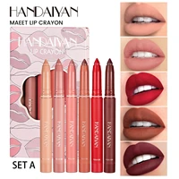 handaiyan 6pcsset waterproof lipstick pencil set matte lip liner long lasting makeup pens easy to wear non stick cup cosmetics