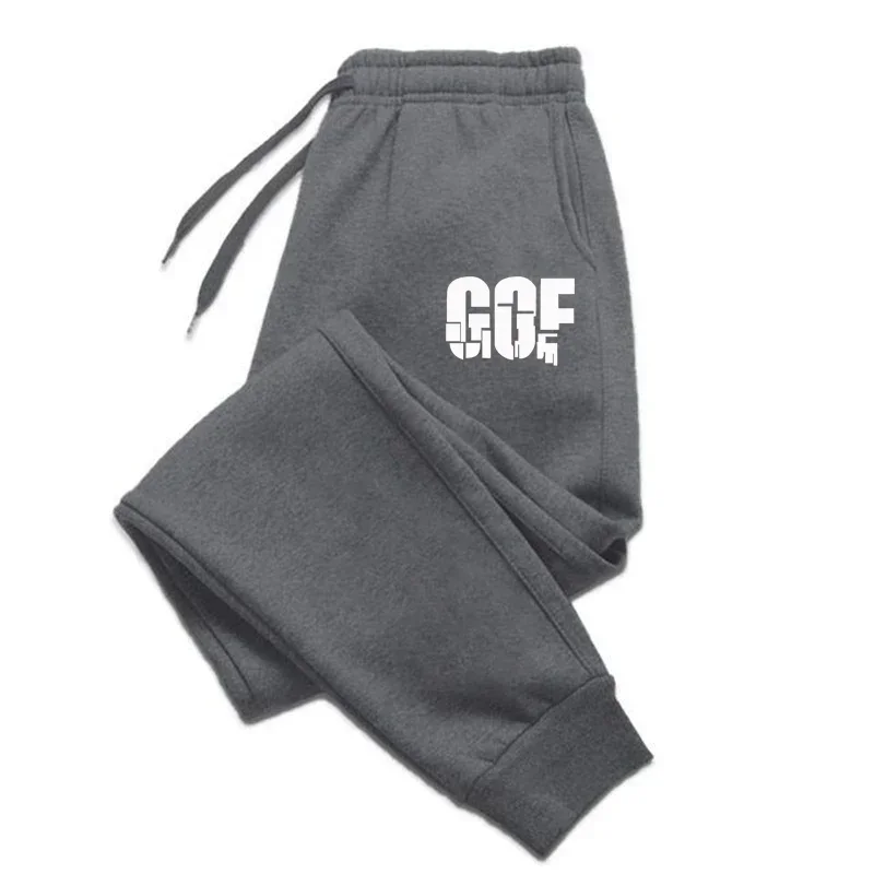 Trending Men's GOF Printing Pants Jogging Tracksuit Trousers Autumn Versatile Soft Street Hot Elastic Waist