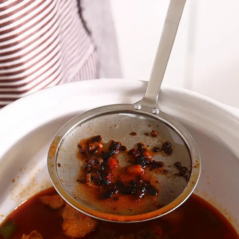 

Ultra-fine Soybean Milk Juice Small Colander Household Kitchen Oil Residue Spoon Spoon Stainless Steel Filter Mesh Sieve Set