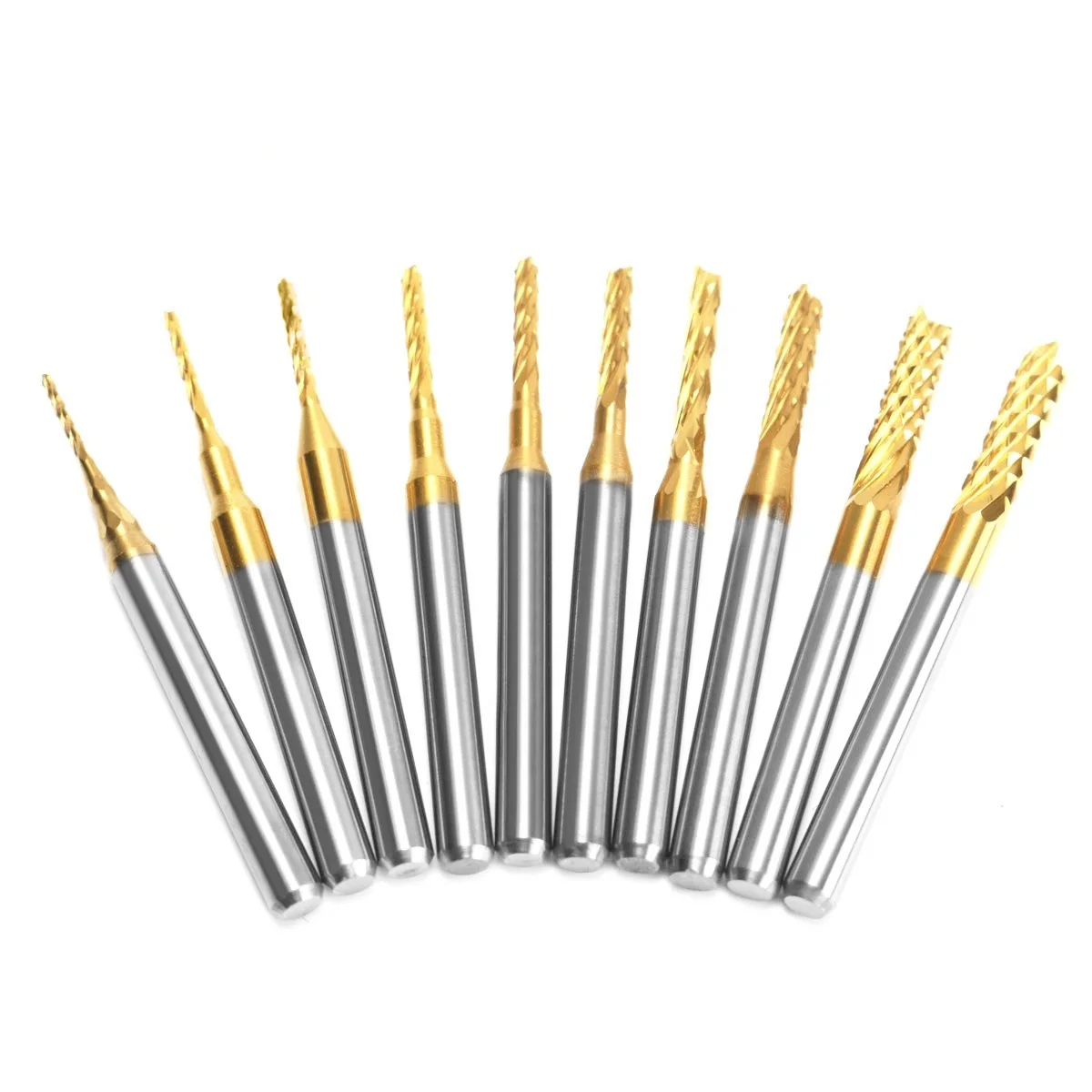

Drillpro 10 шт./корт. 0,8 мм-3,175 мм карбидный Фрезерный резак стандартные Фрезы с ЧПУ Концевая фреза для печатной платы
