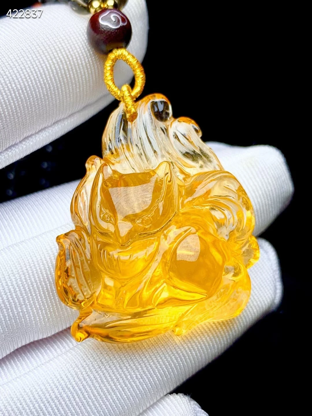 

Natural Yellow Citrine Quartz Fox Carved Pendant Women Men Citrine 34.28.15mm Wealthy Stone Fashion Necklace AAAAA