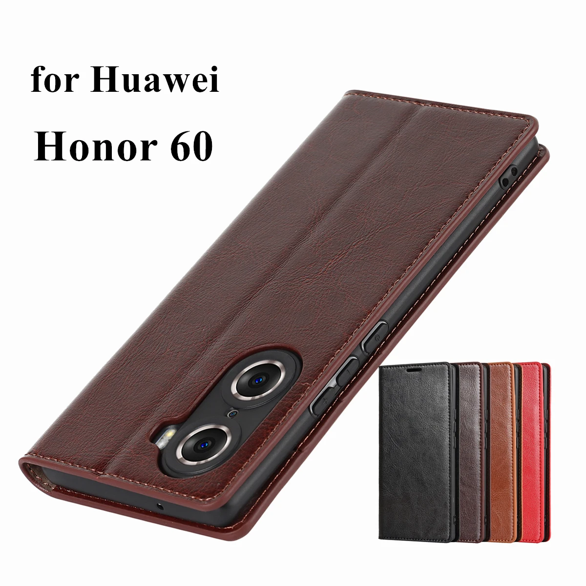 

Deluxe Wallet Case for Huawei Honor 60 6.67-inches Genuine Cow Leather Case Flip Cover Real Skin Phone Bags