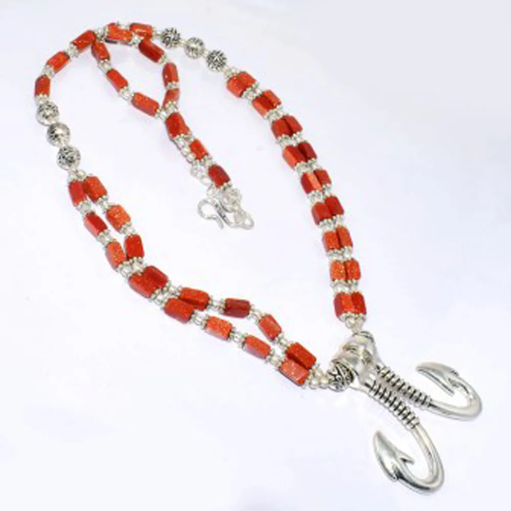 

Stone Necklace Silvers Overlay over Copper, 57cm , N3283