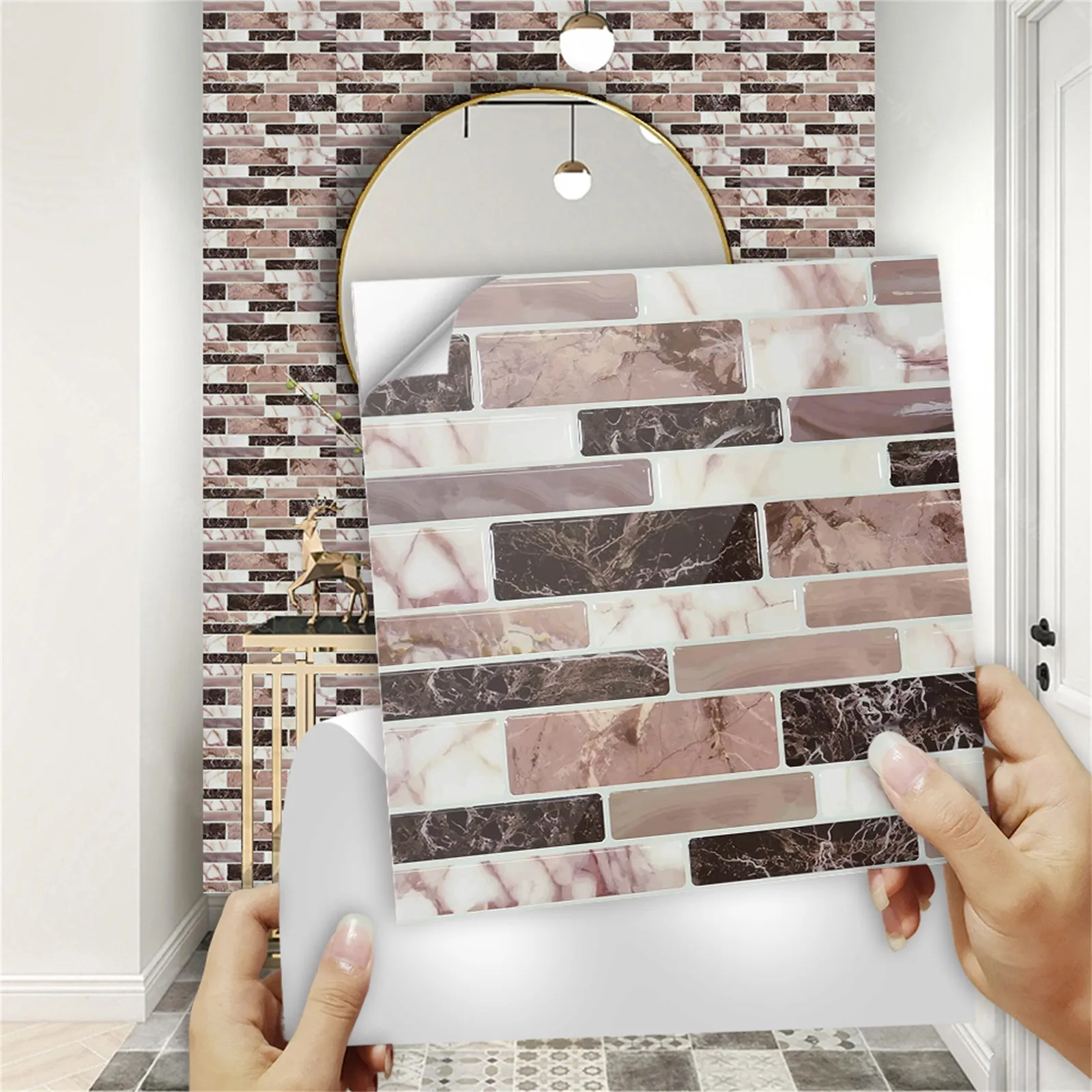 

Self Adhesive 3D Tile Stickers 10 Sheets Kitchen Bathroom Wall Decor For Tile Waistline Kitchen Snowflake Stickers for Wall