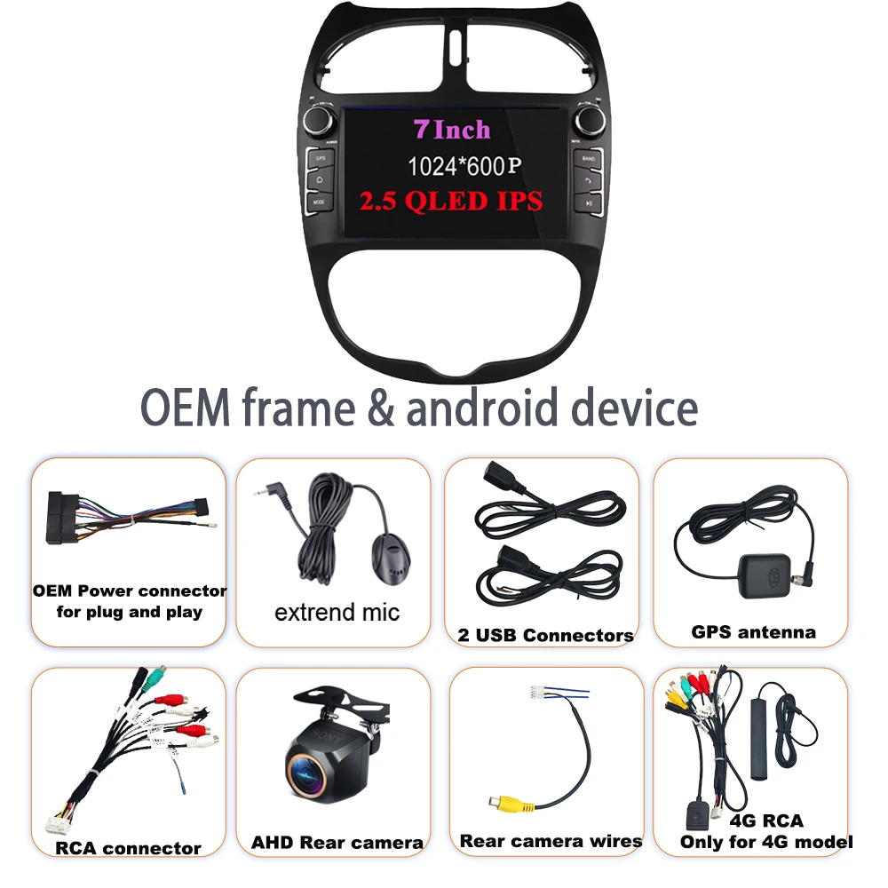 Фото Android 15 Carplay 7 дюймов для PEUGEOT 206 206CC 206SW 2000-2008 автомобильный мультимедийный плеер навигация 5G Wi-Fi сенсорный экран дисплей №1