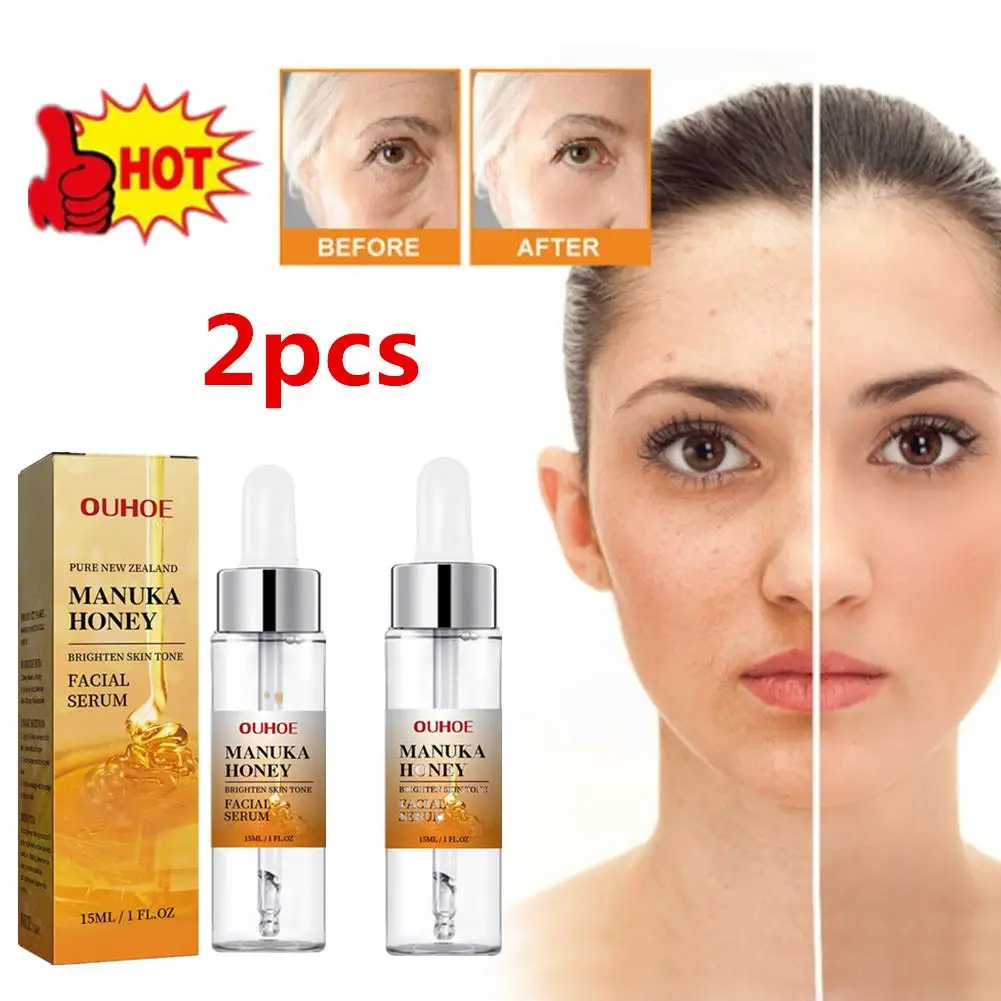 

2pcs Manuka Honey Facial Serum Anti Aging Skin Lifting Firming Essence Nourishing Brighten Pore Shrinking Moisturizer Skin Care