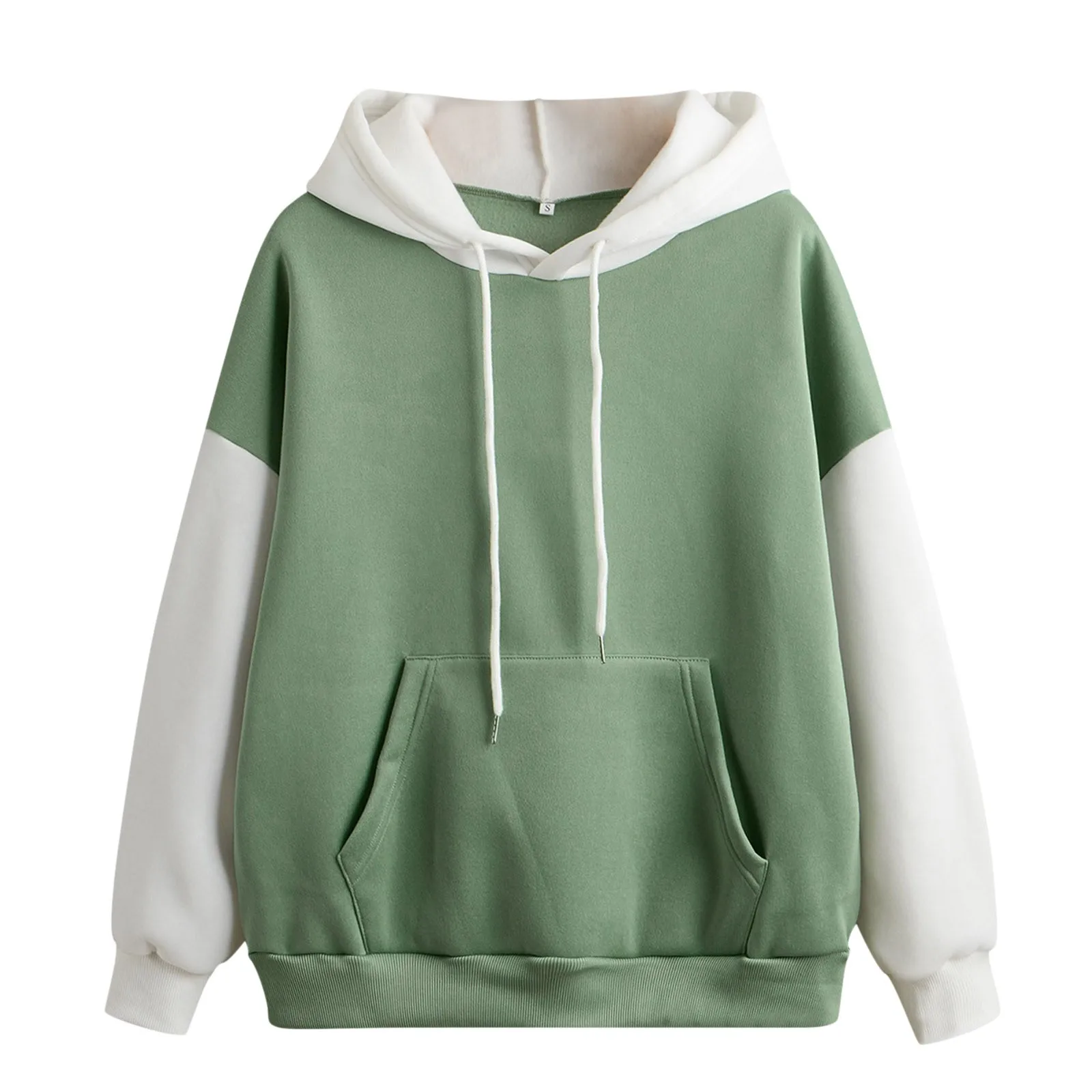 

Womens Casual Strap Blouse Long Sleeve Splice Hooded Sweatshirt Tops