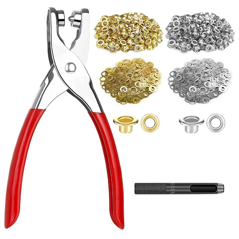 

Набор инструментов люверсов с плоскогубцами, комплект из ткани 1/4 дюйма для втулки с люверсами из ткани, для кожи/ремня/обуви