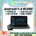 Автомобильный DVD-плеер Carplay DSP 6 ГБ + 128 ГБ Android 10,0 4G LTE навигация GPS карта RDS радио BT Авторадио для Mazda 3 Axela 2014 - 2018