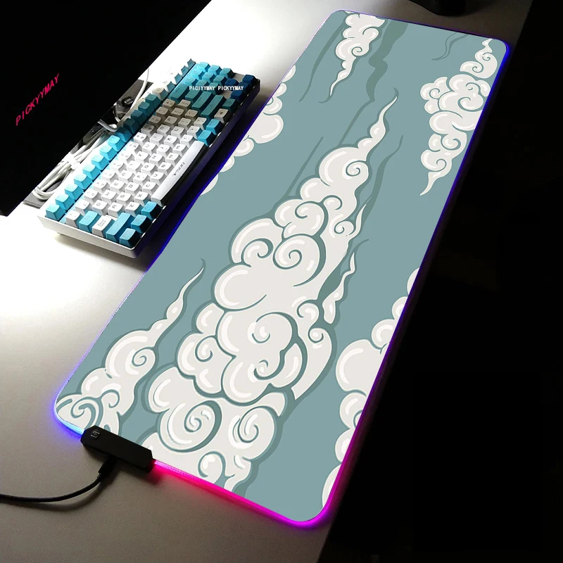 

Японский RGB коврик для мыши с элементами, большой женский коврик для мыши XXL, игровой компьютерный Настольный коврик для мыши с резиновой подсветкой