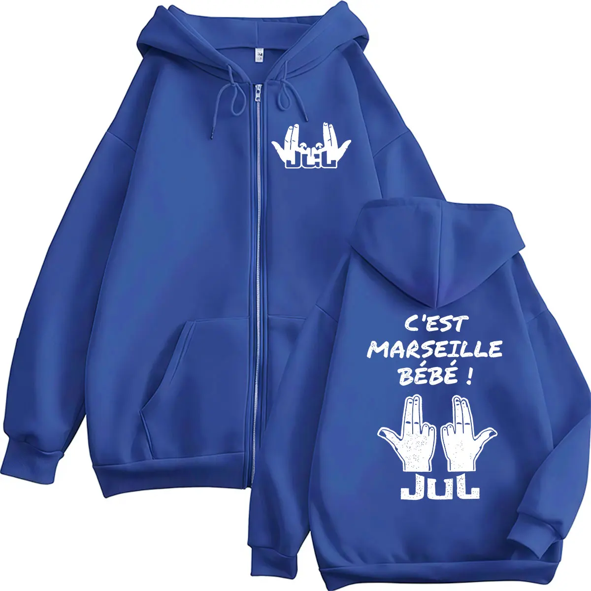 Фото Худи на молнии JUL C'est Marseille Bébé Tour 2026, унисекс, повседневная модная толстовка оверсайз, винтажная куртка с длинным рукавом и капюшоном №5