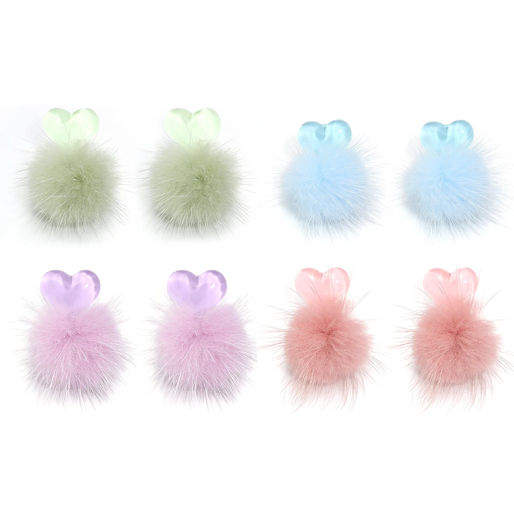 1 пара 36x32 мм милые Мультяшные плюшевые бархатные шариковые серьги универсальные