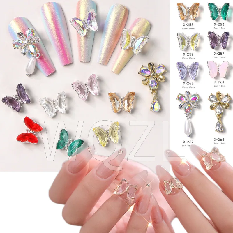 

5pcs Japanese New Butterfly Series Nail Art Charms Crystal Rhinestone 3D Design Nail Decoration Alloy Exquisite Manicure