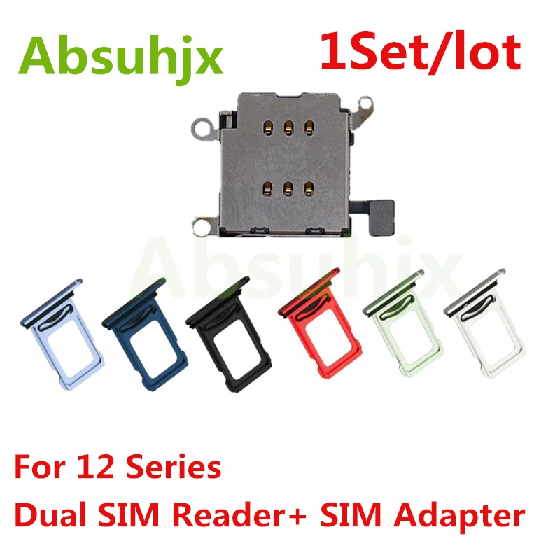 

Absuhjx 1set Dual SIM Card Reader+Tray Slot Holder Flex Cable For iPhone 12 Pro Max Replacement Parts