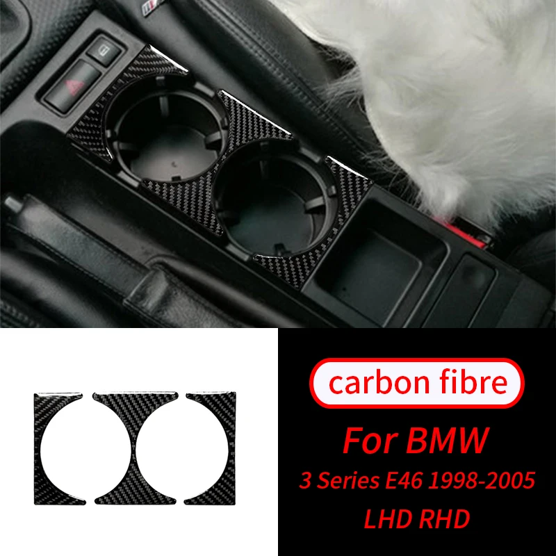 

For BMW 3Series E46 1998-2005 Real Carbon Fiber Car Styling Interior Accessories Car Water Cup Holder Panel Trim Cover
