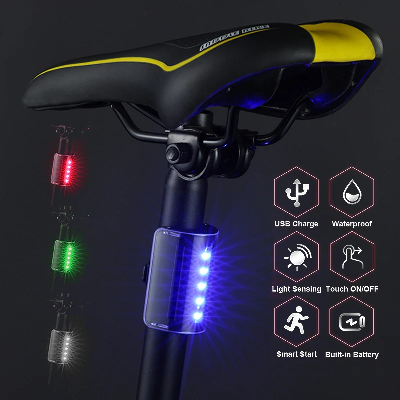 

Smart Sensing Bicycle Taillight Waterproof Mtb Rear Tail Light LED USB Rechargeable Cycling Lamp Portable Light Bike Accessories