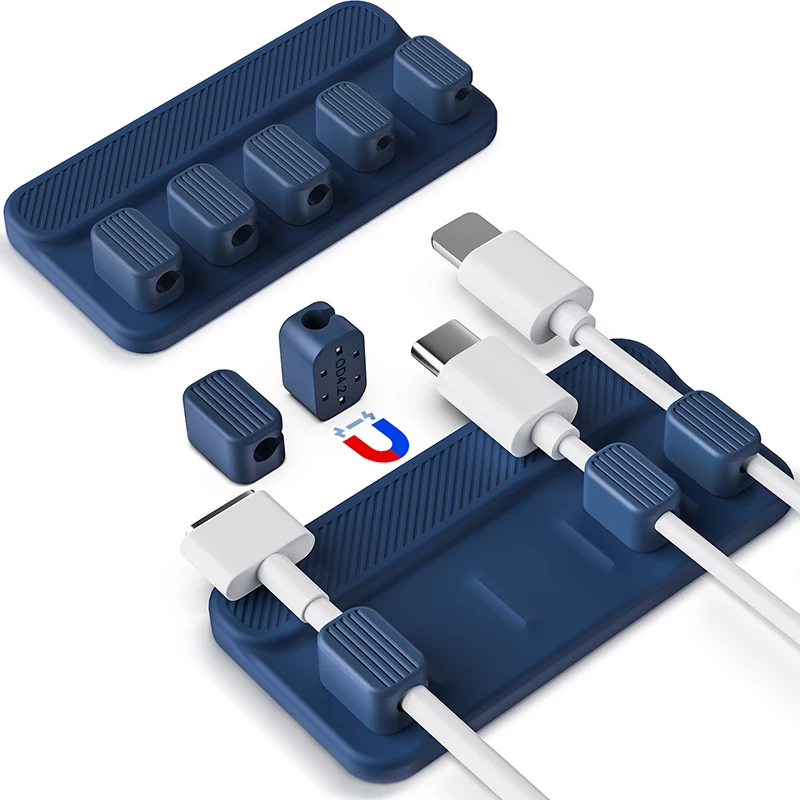 

Magnet Cable Winder Adhesive Silicone USB Cable Fixer Organizer Solid Color Cable Holder Line Charger Clip for Desk OfficeSupply