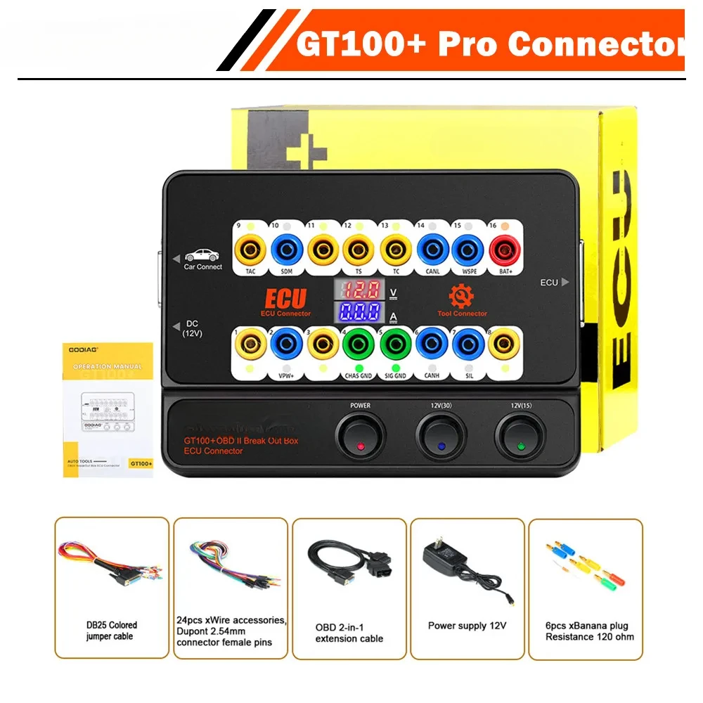 Фото Коннектор для диагностики ECU GT100+ GT100 Pro OBDII с функцией отображения электронного тока и поддержкой протокола CANBUS №1