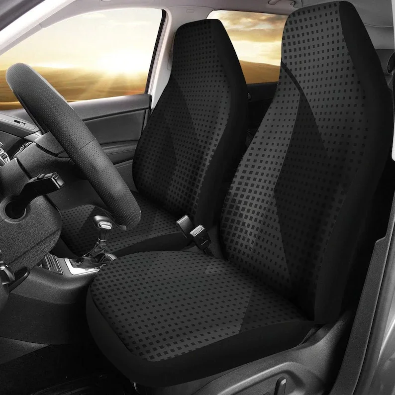 

Dark Grey Black Abstract Car Seat Covers Pair, 2 Front Car Seat Covers, Seat Cover for Car, Car Seat Protector, Car Accessory