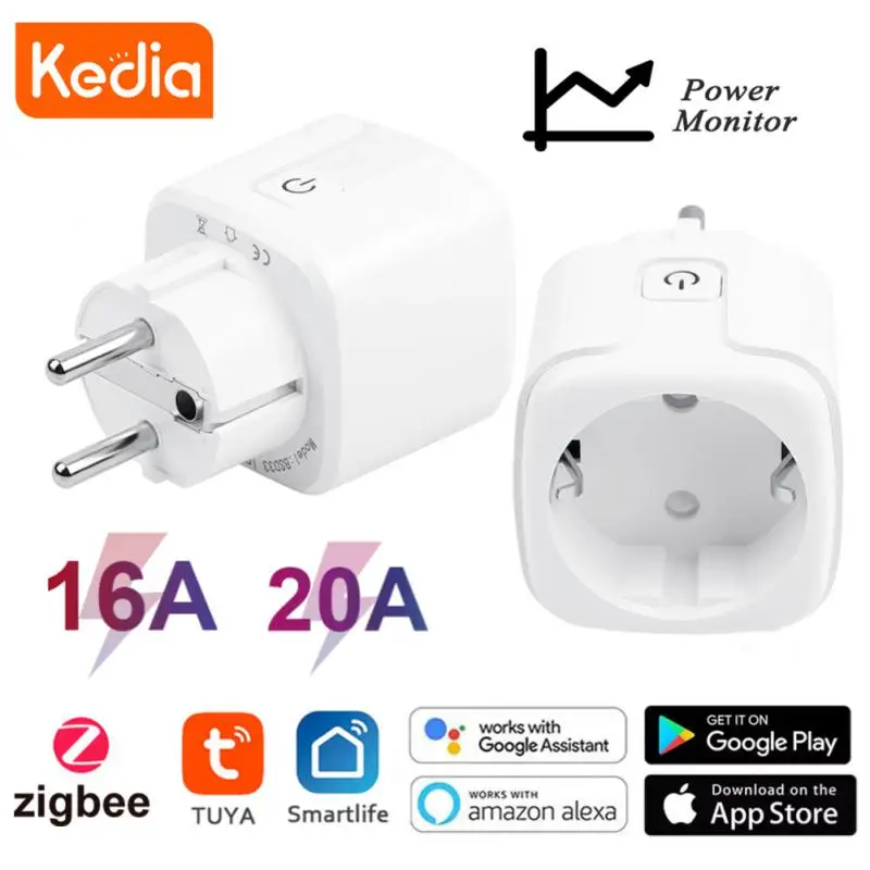 

Tuya Zigbee Smart Socket EU 16A/20A AC100-240V Smart Plug Power Outlet Alexa Google Home Voice Control For Tuya Smart Life App