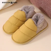 women cotton shoes snow boots waterproof warm indoor shoes warm plush all inclusive winter ankle boot slippers soft fur slides