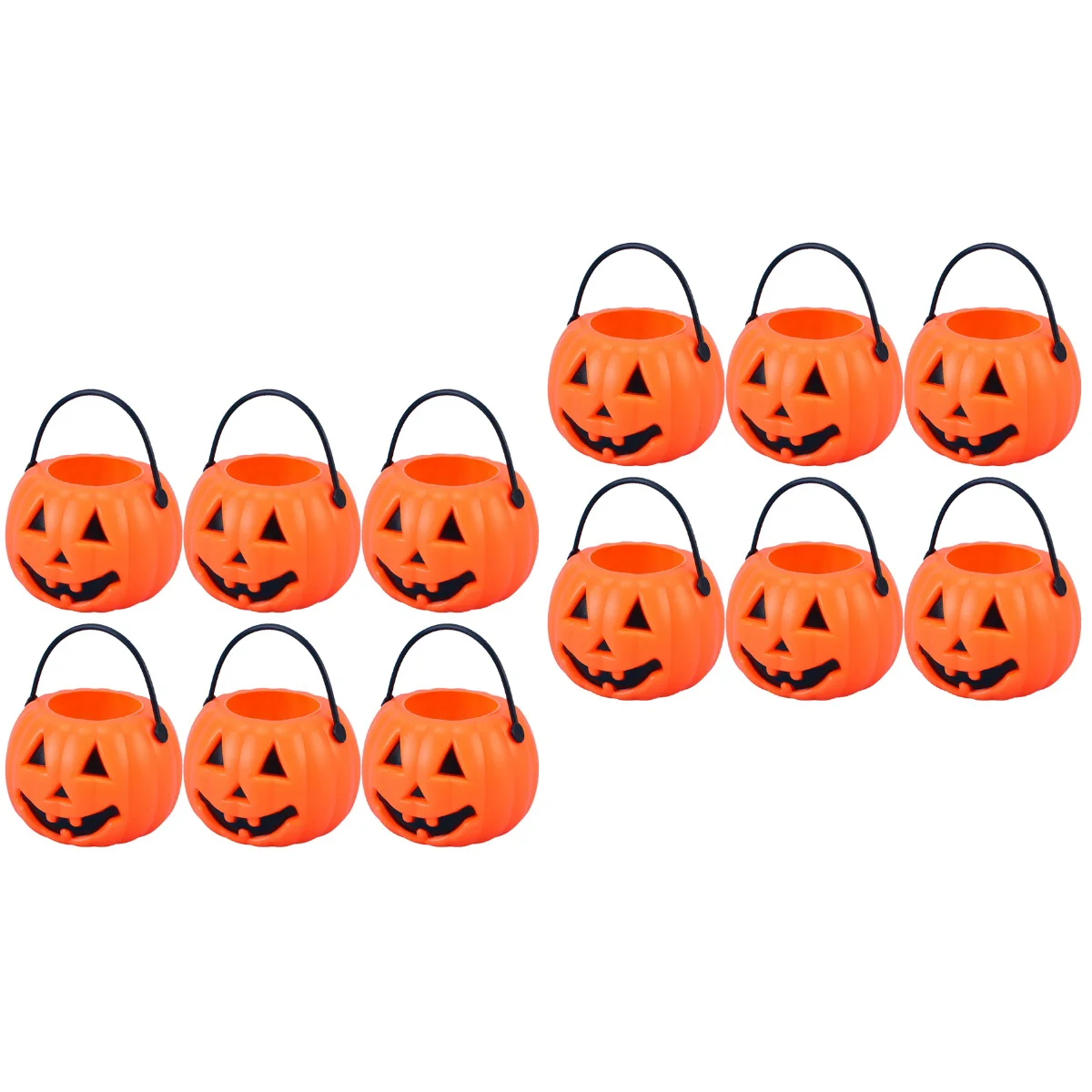 

16 pcs Halloween Portable Pumpkin Bucket Children Trick or Treat Pumpkin Candy Pail Holder Desktop Candlestick Candle Holder
