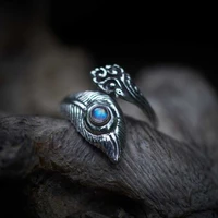 neo gothic solid 925 silver sterling wedding bands moonstone ring for women anillos de silver 925 jewelry moonstone gemstone