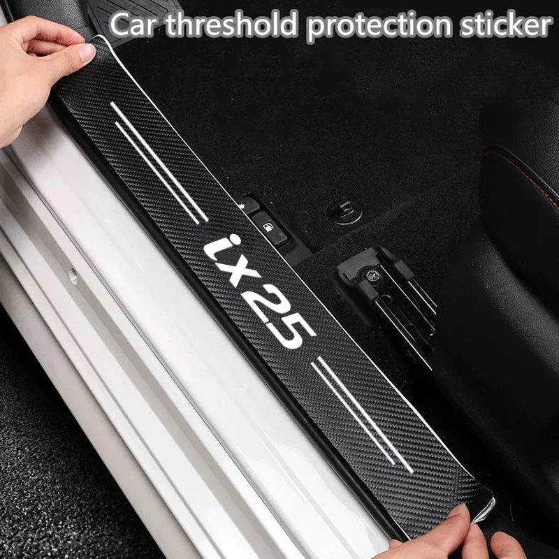 

For Hyundai IX25 Logo DIY Carbon Fiber Car Door Sill Anti kick Sticker Scuff Scratch Auto Door Threshold strip Auto Accessories