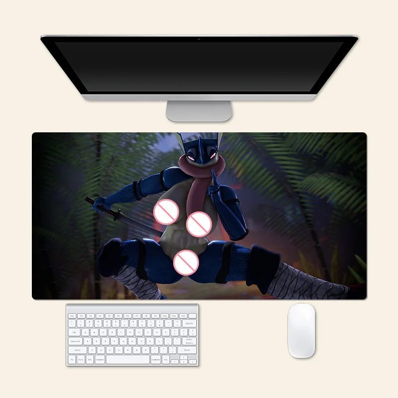 

Большой пушистый коврик для мыши с изображением Ривера Elf Ninja Greninja Anime, игровой креативный Настольный игровой коврик, офисный коврик для мыши