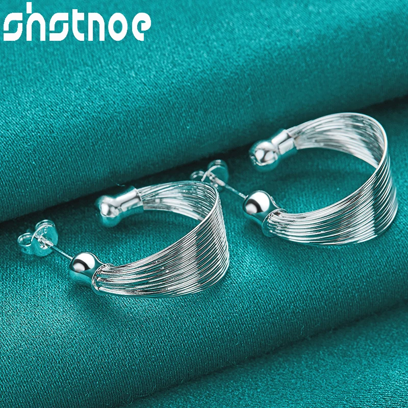 

SHSTONE 925 Sterling Silver Stud Earrings Luxury Charm Pretty Noble Jewelry Gifts For Women Bridal Lady Wedding Engagement Party