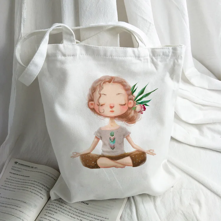 

New Fashion Women Shopping Bag Ladies Canvas Graphic Shoulder Bags Totes Beach Bags Girls School Bags Large Capacity