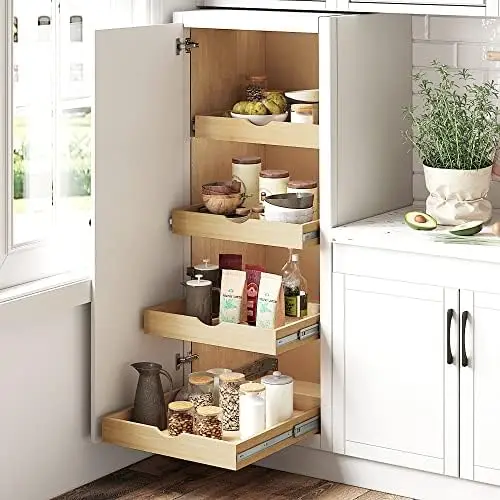 

Organization and Storage, Pull Out Cabinet Shelf, Slide Out Wood Cabinet Organizer, Pull Out Cabinet Organizer, Wood for Kitche