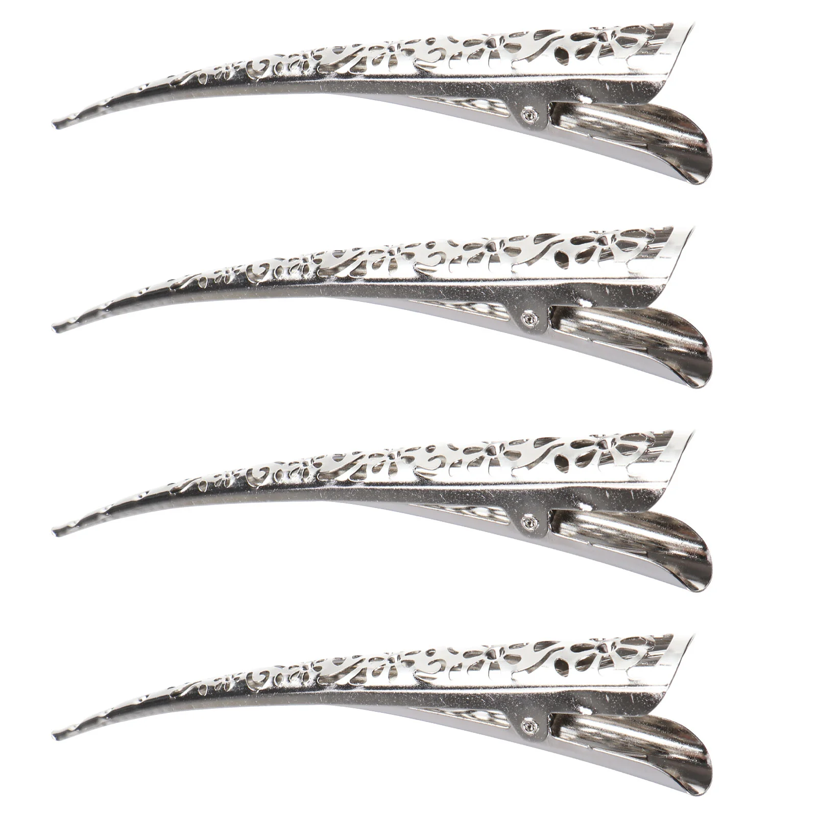 

Hair Clips Duckbillalligator Clip Women Metal Large Hairpin Styling Hollow Vintage Flower Bill Duck Silver Crystal Rhinestone