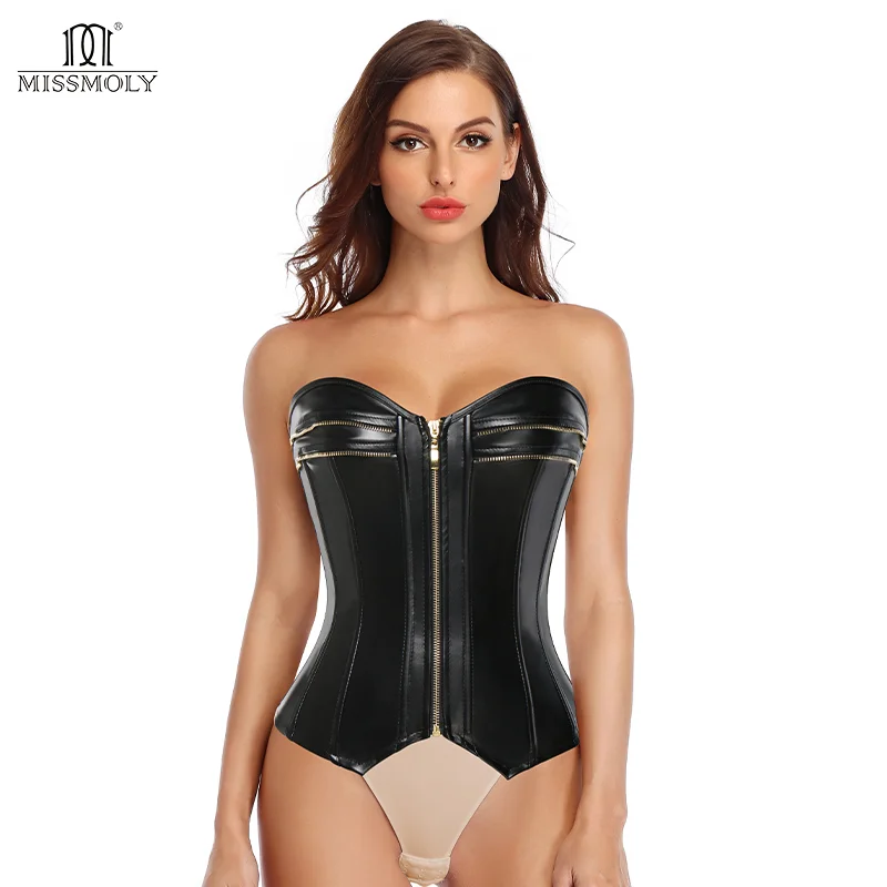 

Женский корсет из ПУ кожи, на молнии, в готическом стиле