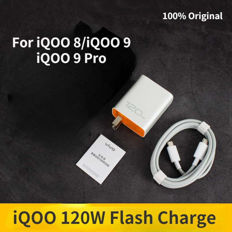 

Vivo iQOO 9 Pro 120W GaN Flash Charger 100% Original Flash Charging For Vivo iQOO 8 iQOO 9 iQOO 9 Pro 6A Type-C Cable