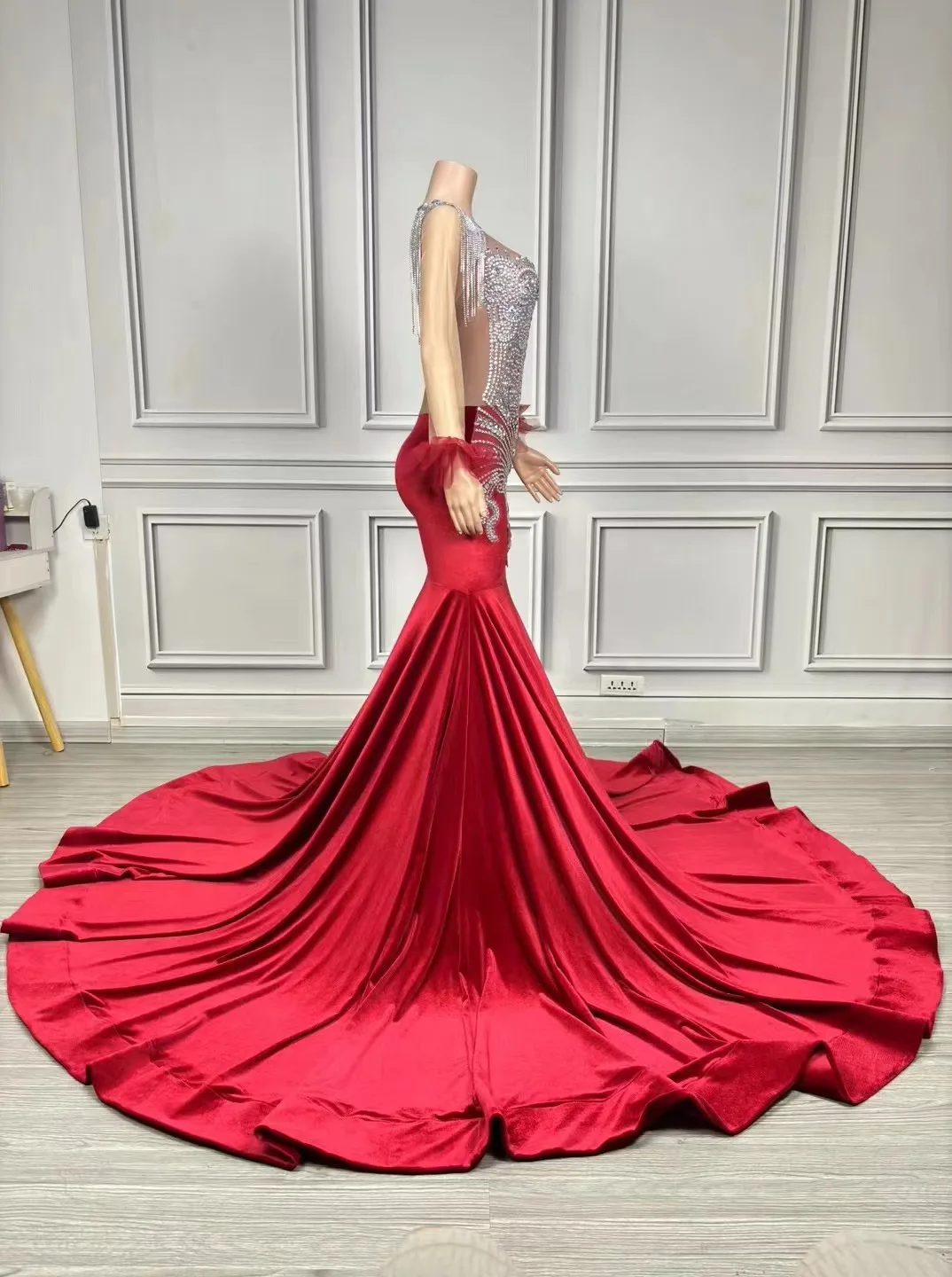 New Engagement Banquet Toast Dress Choir Female Host Red Song Competition Conductor Cocktail Party Evening