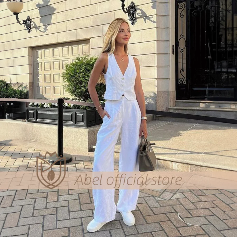 Handcrafted Customizable Summer Linen Vest and Pants 2-Piece Set - Unleash Your Style at Parties, Events, and Casual Gatherings