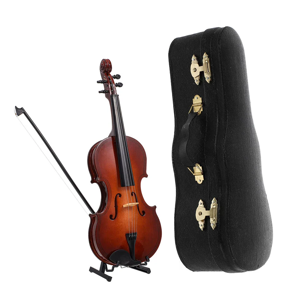 

Kids Musical Toys French Horn Instrument Model Violin Stand Guitar Mini Miniature Case Bow Handheld