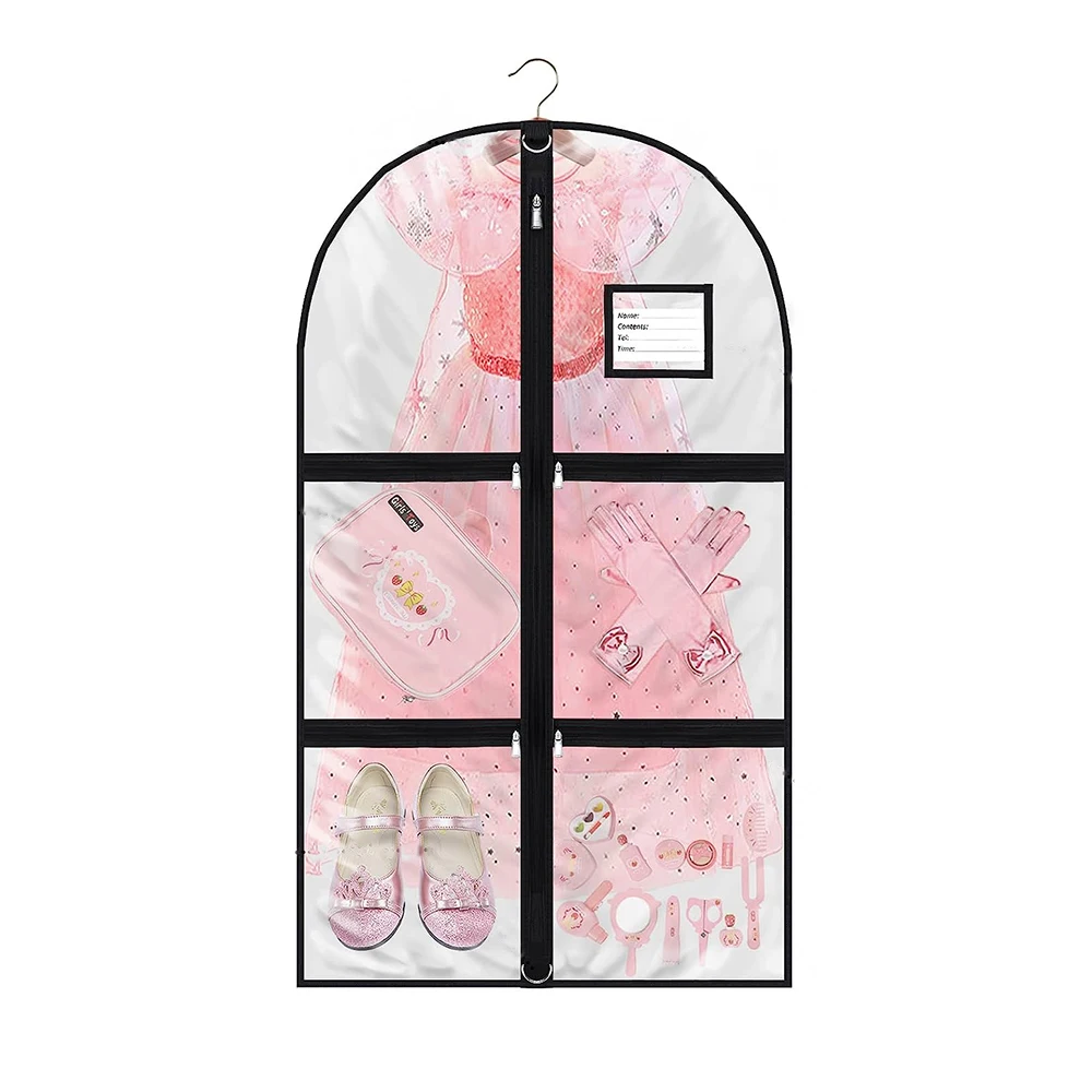 

Breathable Dance Dress Bag Dust-Proof Bag with 4 Zipper Pockets for Dance Costumes Suit Dress Storage or Travel Garment Bags