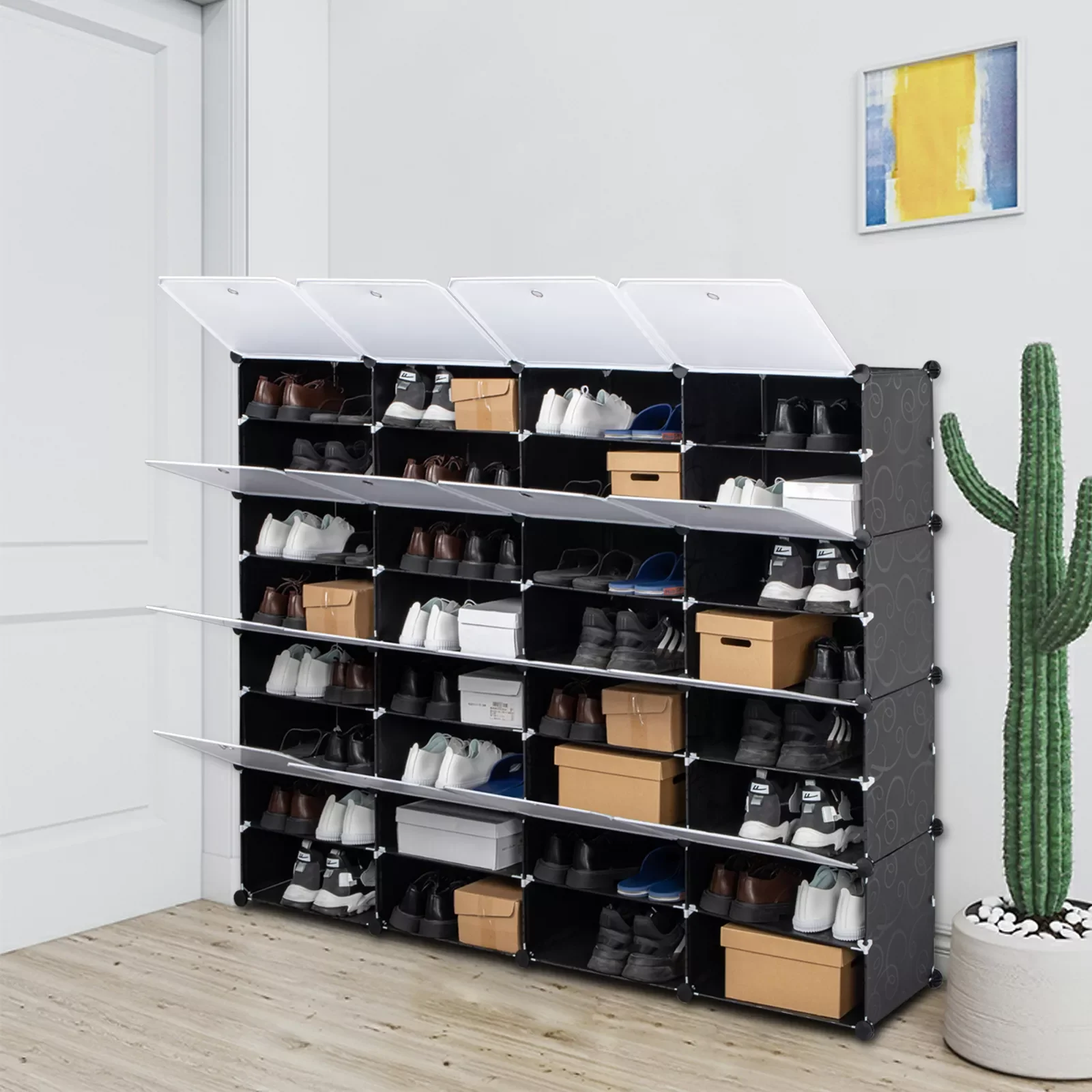 

Shoe Rack Organizer 32 Grids Tower Shelf Storage Cabinet Entryway Shoe Rack Shoes Organizer Stand Holder