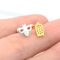 1 pair 1 0x6mm barbell cute bee turtle ear stud tragus piercing helix earrings surgical steel cartilage piercing conch jewelry