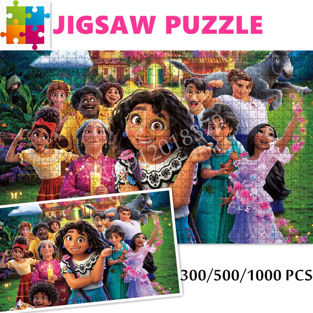 

Disney Encanto Puzzles 300/500/1000 Pieces Jigsaw Puzzle Toy Cartoon Puzzle Child Early Educational Learning Toys Christmas Gift