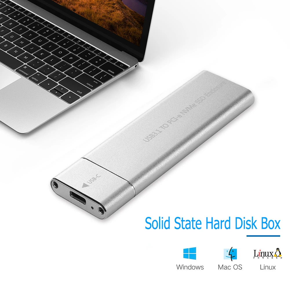

USB 3.1 Type-C M.2 NVMe SSD Enclosure 10Gbps M-Key PCI-E Solid State Disk Case HDD Case with USB Cable Pouch New